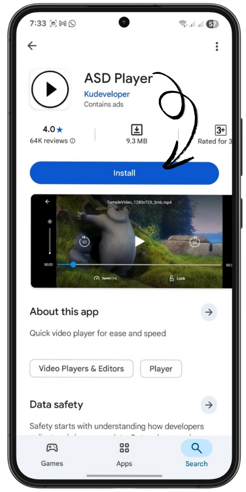 2 Install ASD Player From PlayStore